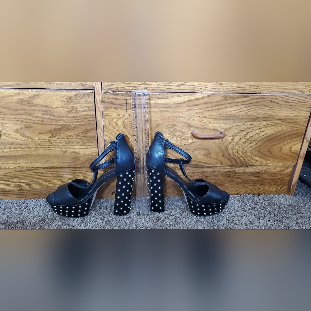 platform studded block heels